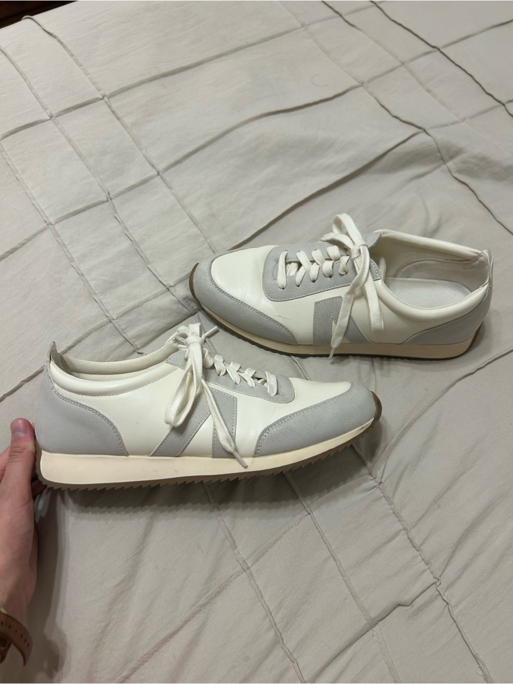 MIA - Cream and Light Gray Retro Runner Sneakers, Women’s Size 10